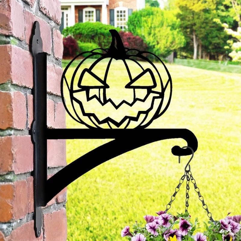 Creepy Pumpkin Metal Hanging Bracket Plant Stand PS178