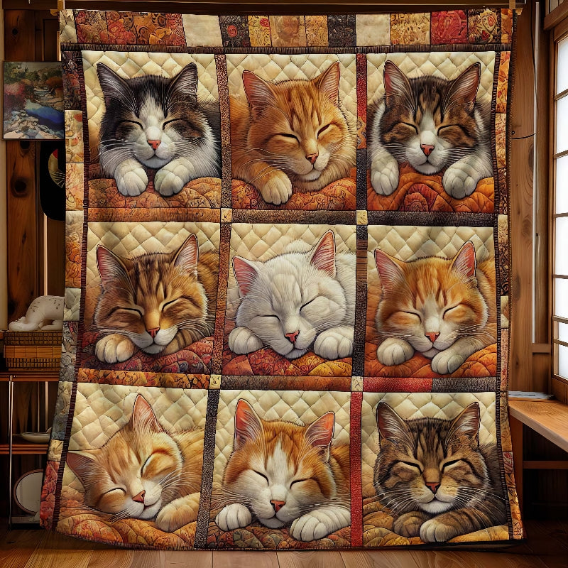 Autumn Sleeping Cat Blanket - D269 - Premium Blanket