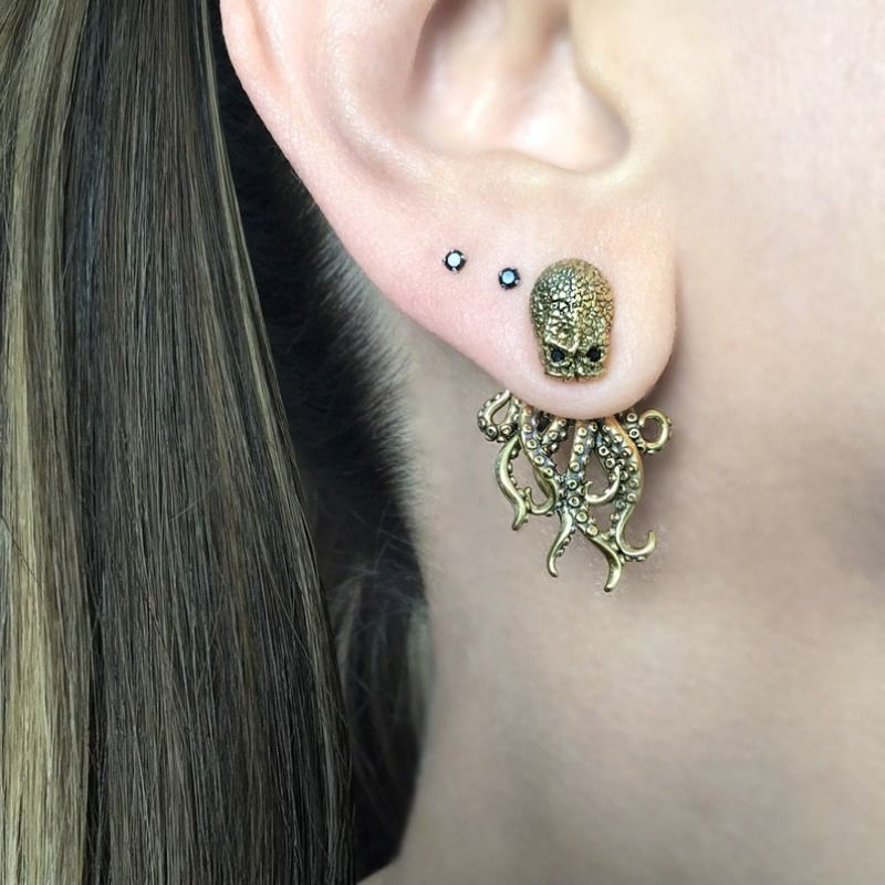 Vintage Gothic Punk Octopus Earrings