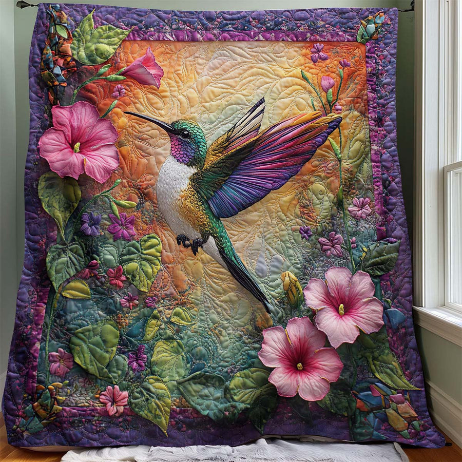 Colorful Hummingbird Blanket - H195 - Premium Blanket