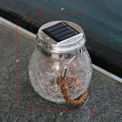 1 Piece Clear Crackle Glass Wishing Jar LED Hanging Light Modern Solar Pendant Light