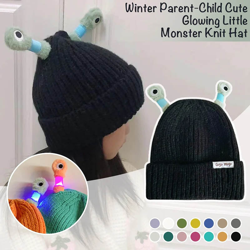 Winter Parent-Child Cute Glowing Little Monster Knit Hat