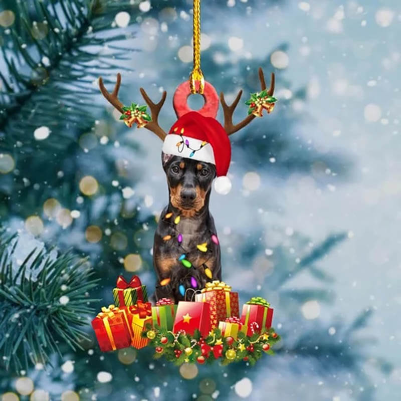 Christmas Pet Dog Wooden Pendant