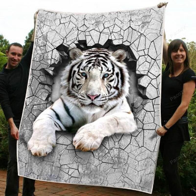 White Tiger Wall - Premium Blanket