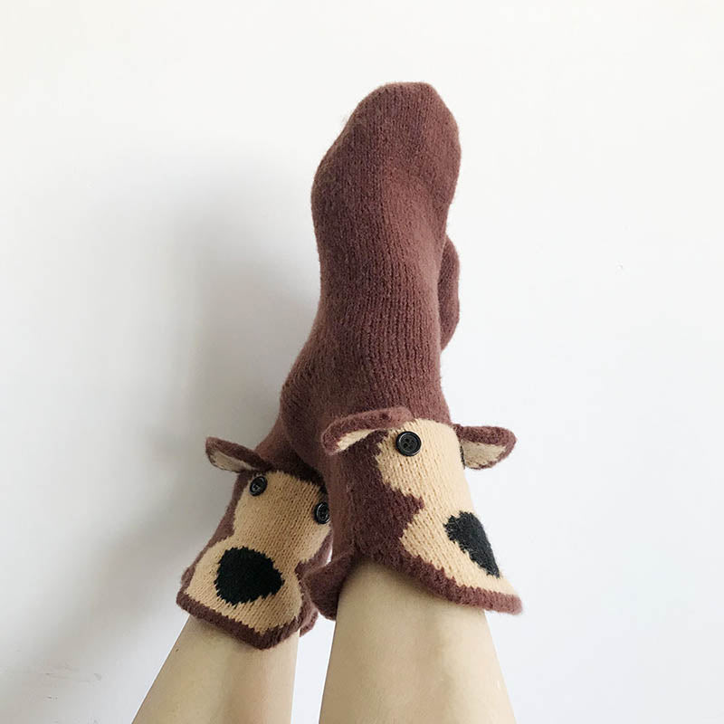 Brown Bear Knitted Warm 3D Floor Socks