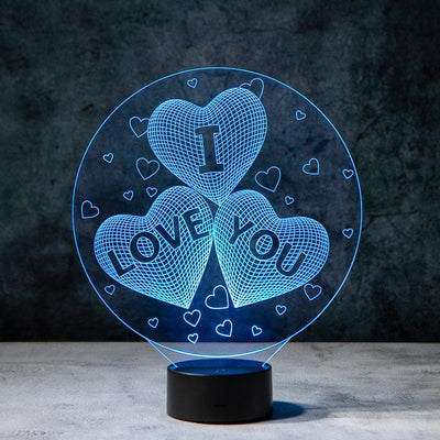 I Love You Heart 3D Illusion Lamp