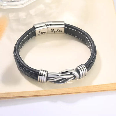 "Dad And Son Forever Linked Together" Braided Leather Bracelet