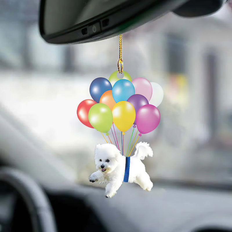 Bichon Frise Fly With Bubbles Car Hanging Ornament BC019