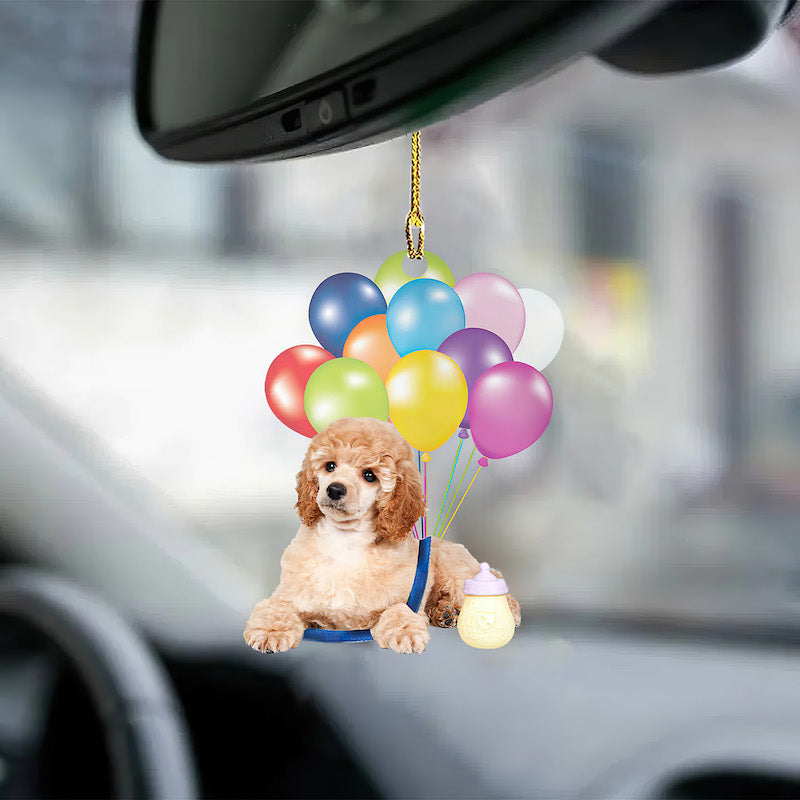 Poodle Fly With Bubbles Car Hanging Ornament BC045