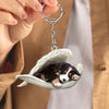 Sleeping Angel Acrylic Keychain Bernese Mountain