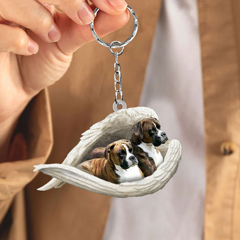 Sleeping Angel Acrylic Keychain Brindle Boxer