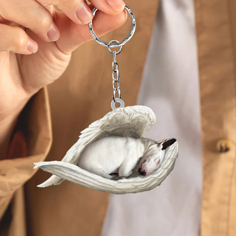 Sleeping Angel Acrylic Keychain Bull Terrier