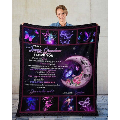 To My Grandma - From Grandson - Butterfly A316 - Premium Blanket