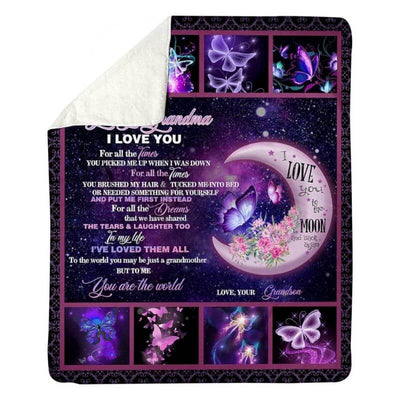 To My Grandma - From Grandson - Butterfly A316 - Premium Blanket