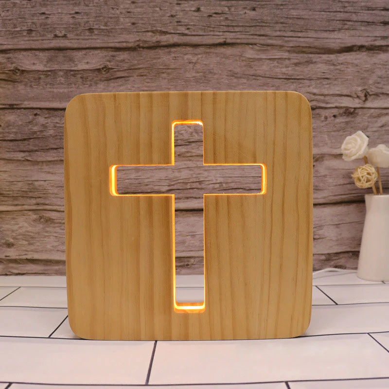 Cross Wooden Decorative Light