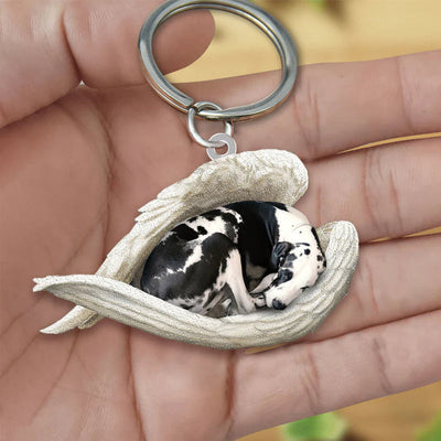 Sleeping Angel Acrylic Keychain Great Dane