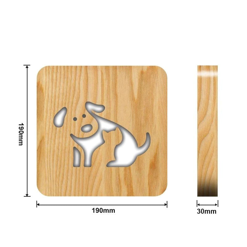 Happy Dog Wooden Decorative Light