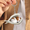 Sleeping Angel Acrylic Keychain Jack Russell Terrier