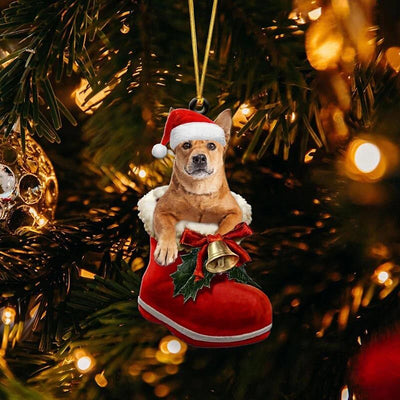 Carolina Dog In Santa Boot Christmas Hanging Ornament SB059