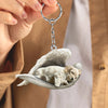 Sleeping Angel Acrylic Keychain Lhasa Apso