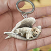 Sleeping Angel Acrylic Keychain Lhasa Apso