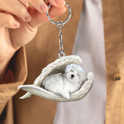 Sleeping Angel Acrylic Keychain Maltese