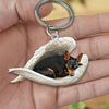 Sleeping Angel Acrylic Keychain Miniature Pinscher