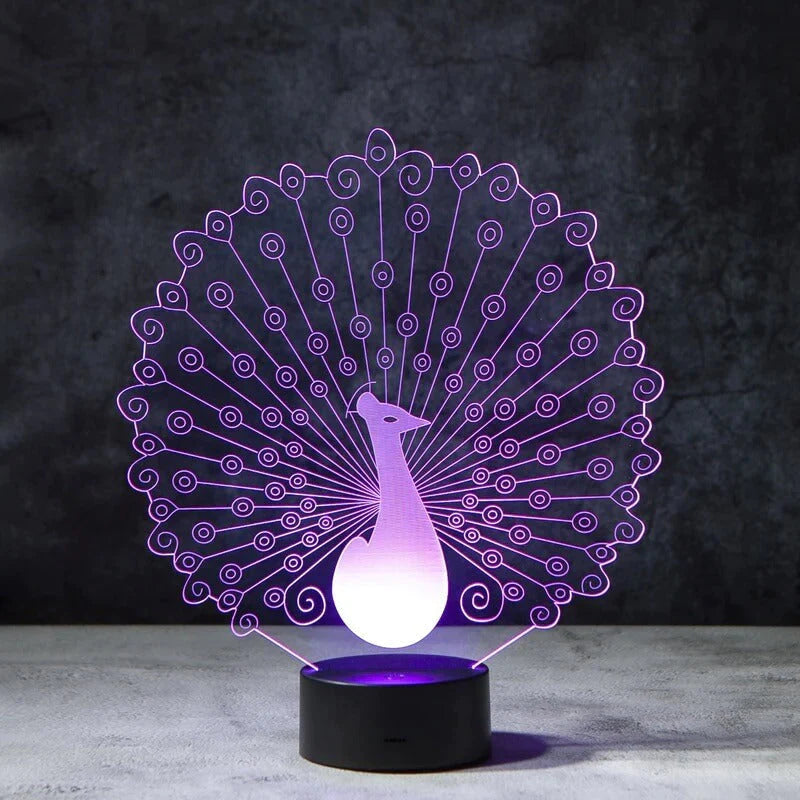 Peafowl Peacock 3D Illusion Lamp