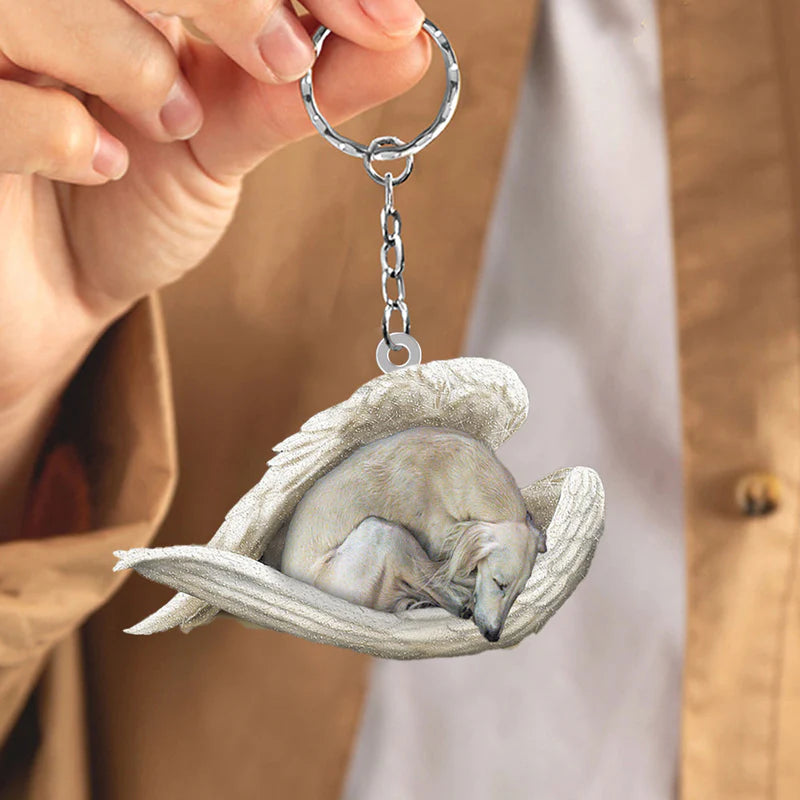 Sleeping Angel Acrylic Keychain Saluki