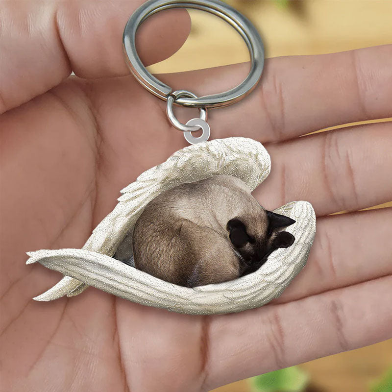 Sleeping Angel Acrylic Keychain Siamese Cat - Coparim