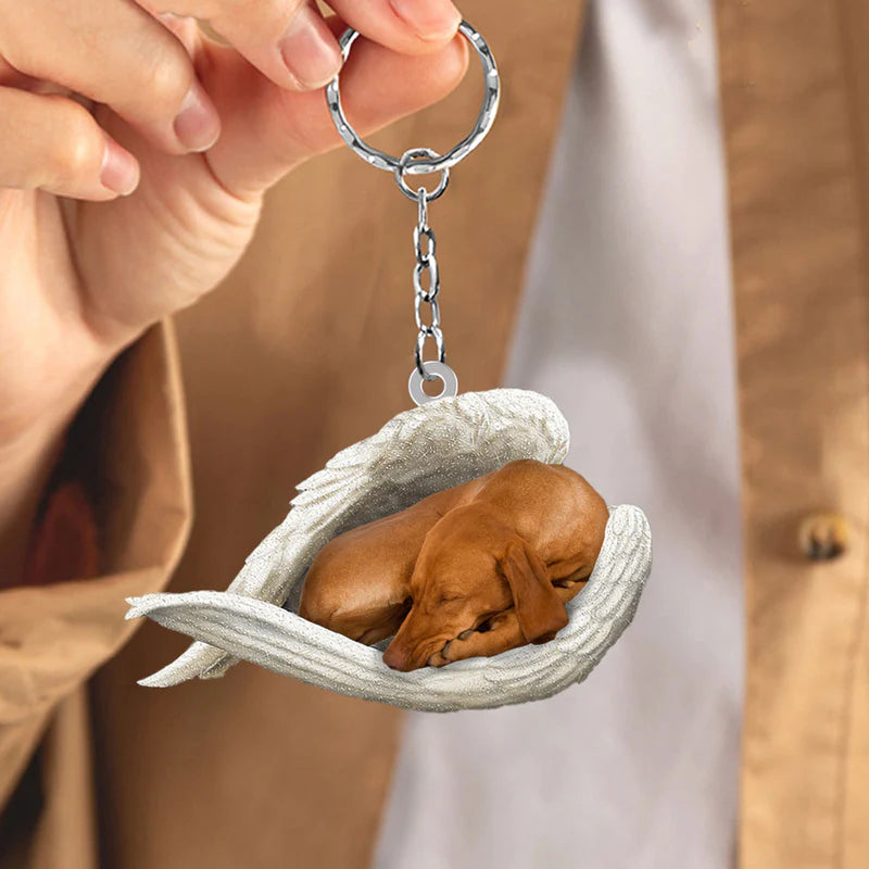 Sleeping Angel Acrylic Keychain Vizsla