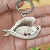 Sleeping Angel Acrylic Keychain White Staffie