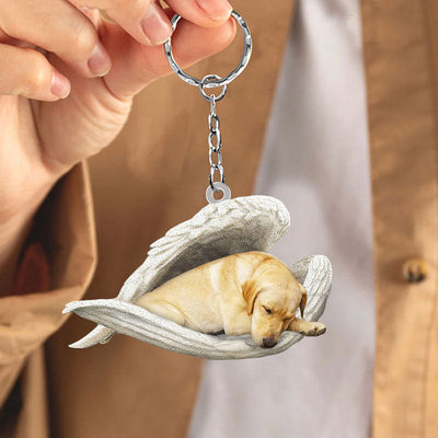 Sleeping Angel Acrylic Keychain Yellow Labrador